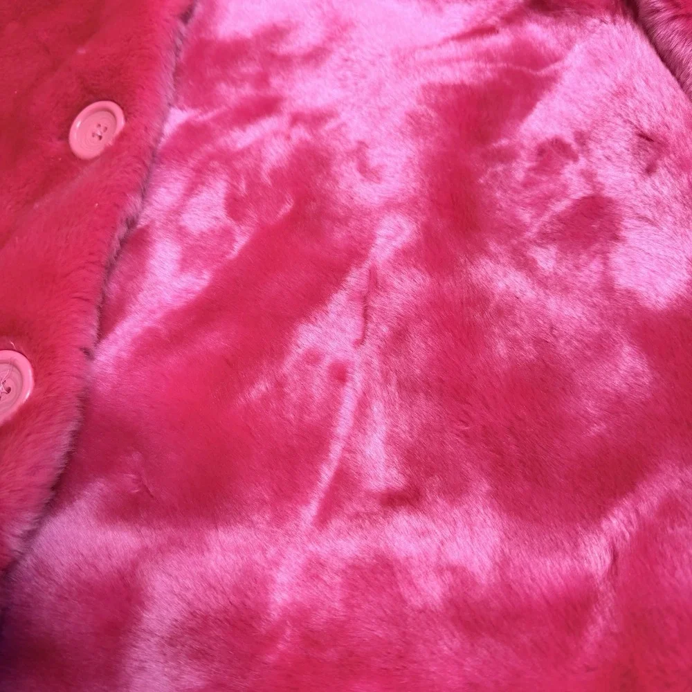 Hot Pink Faux Fur Coat Girls‎  lining Size XL/(16) Super Soft 75% ACRYLIC.
